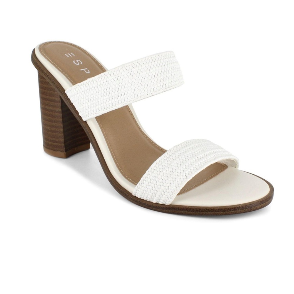 Esprit White Two-Strap Block Heel Sandals